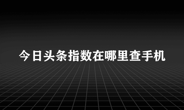 今日头条指数在哪里查手机