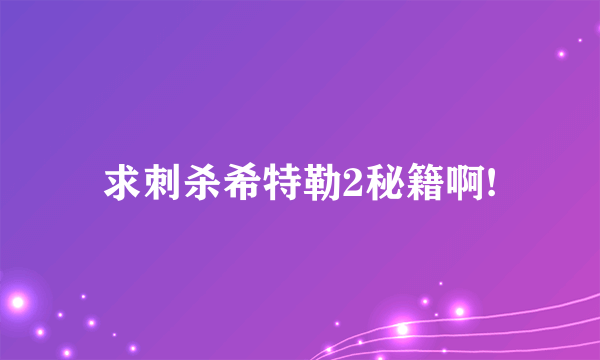 求刺杀希特勒2秘籍啊!