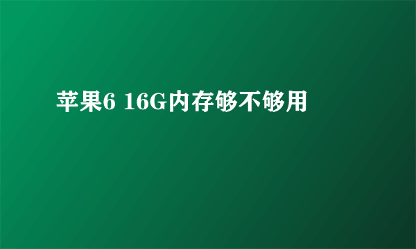 苹果6 16G内存够不够用