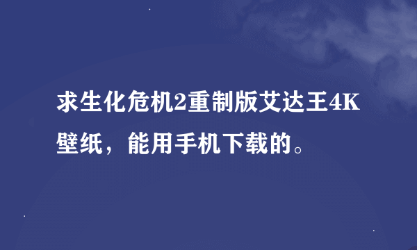 求生化危机2重制版艾达王4K壁纸，能用手机下载的。