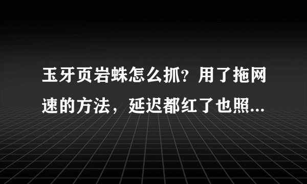 玉牙页岩蛛怎么抓？用了拖网速的方法，延迟都红了也照样下鸟。求指点