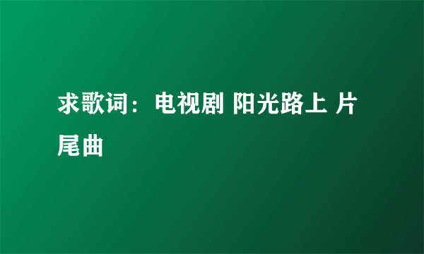 求歌词：电视剧 阳光路上 片尾曲