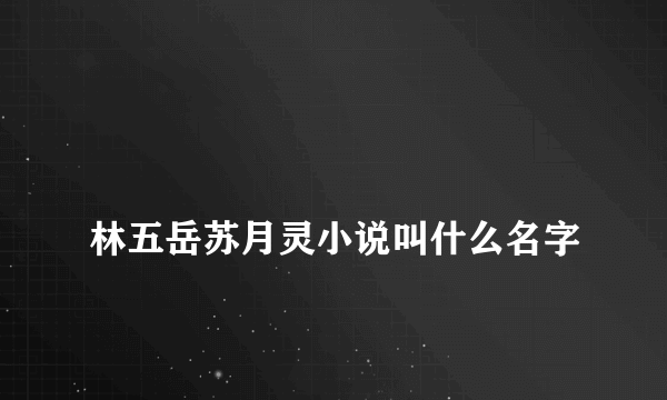 
林五岳苏月灵小说叫什么名字

