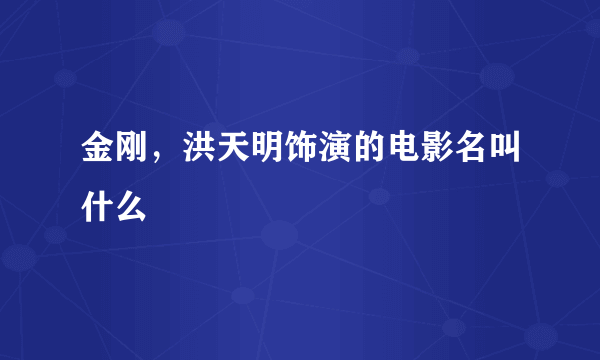 金刚，洪天明饰演的电影名叫什么