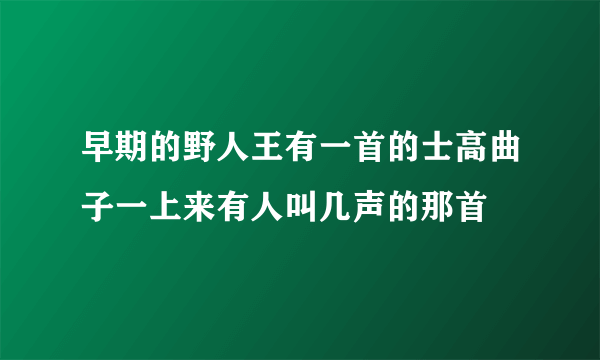 早期的野人王有一首的士高曲子一上来有人叫几声的那首