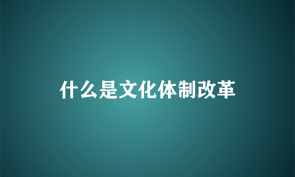 什么是文化体制改革