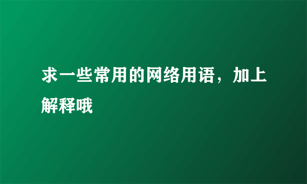 求一些常用的网络用语，加上解释哦