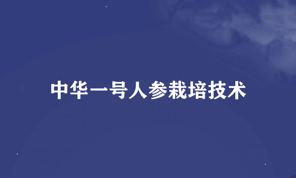 中华一号人参栽培技术