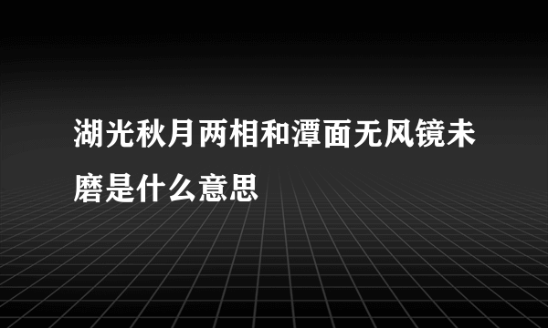 湖光秋月两相和潭面无风镜未磨是什么意思