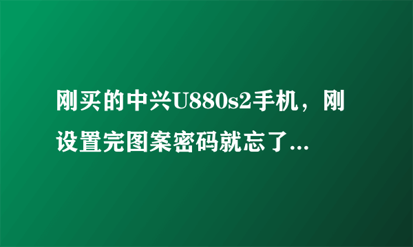 刚买的中兴U880s2手机，刚设置完图案密码就忘了，谁能帮帮我怎么解锁啊