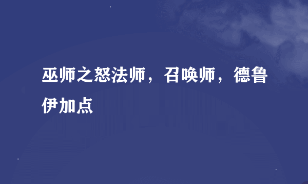 巫师之怒法师，召唤师，德鲁伊加点