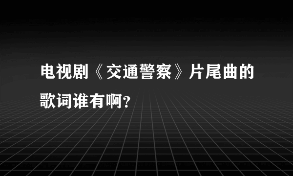 电视剧《交通警察》片尾曲的歌词谁有啊？