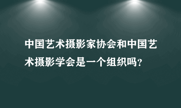 中国艺术摄影家协会和中国艺术摄影学会是一个组织吗？