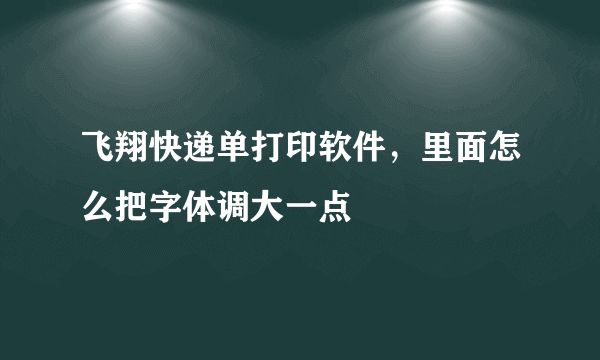 飞翔快递单打印软件，里面怎么把字体调大一点