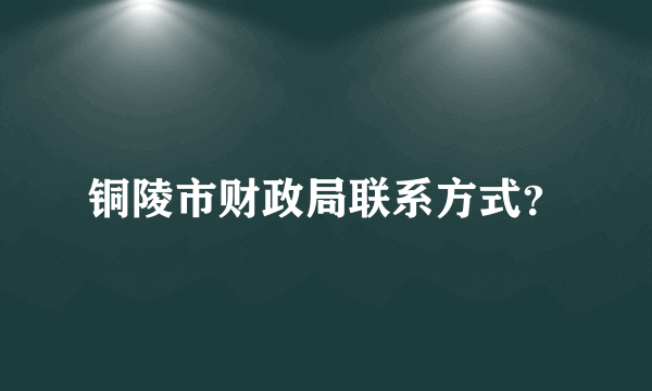 铜陵市财政局联系方式？