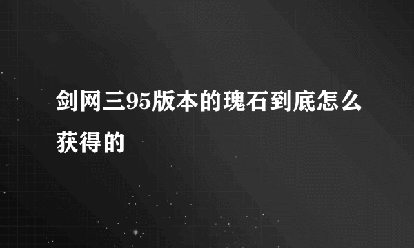 剑网三95版本的瑰石到底怎么获得的