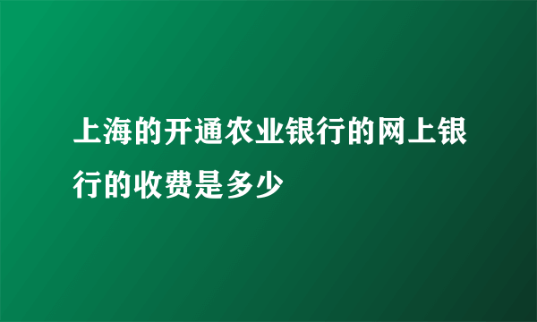 上海的开通农业银行的网上银行的收费是多少