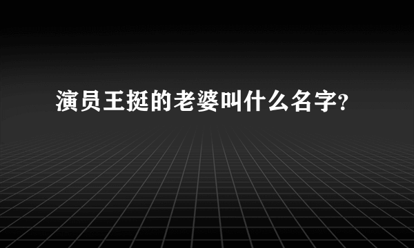 演员王挺的老婆叫什么名字？