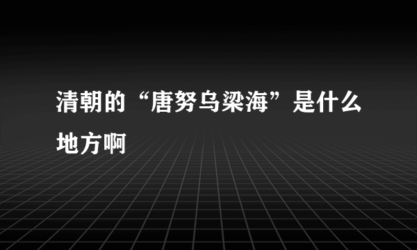 清朝的“唐努乌梁海”是什么地方啊