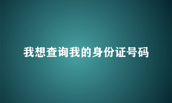 我想查询我的身份证号码