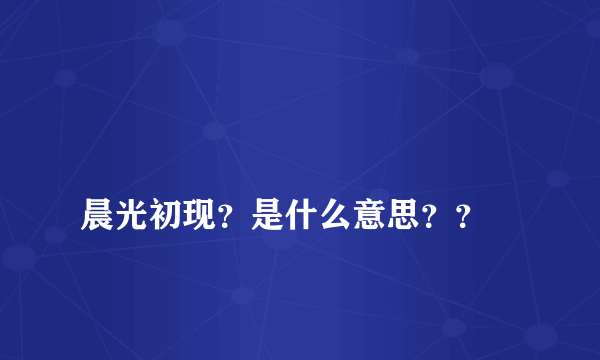 
晨光初现？是什么意思？？

