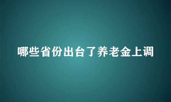 哪些省份出台了养老金上调