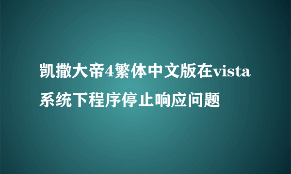 凯撒大帝4繁体中文版在vista系统下程序停止响应问题