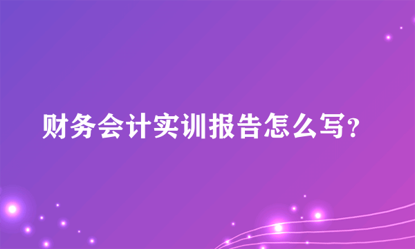 财务会计实训报告怎么写？