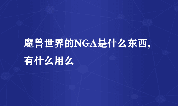 魔兽世界的NGA是什么东西,有什么用么