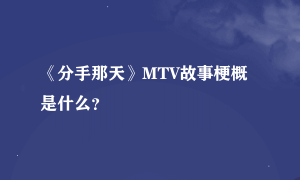 《分手那天》MTV故事梗概是什么？