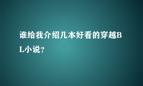 谁给我介绍几本好看的穿越BL小说？