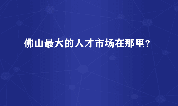 佛山最大的人才市场在那里？