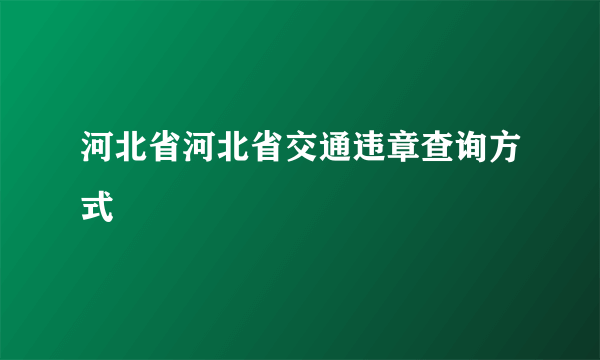 河北省河北省交通违章查询方式