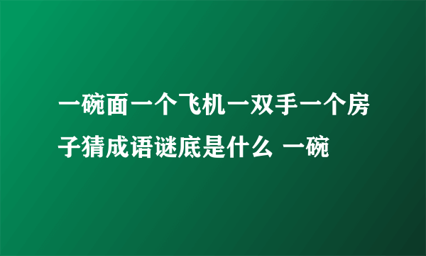 一碗面一个飞机一双手一个房子猜成语谜底是什么 一碗