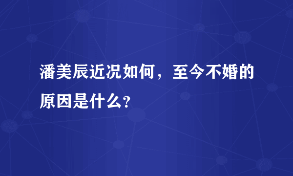 潘美辰近况如何，至今不婚的原因是什么？