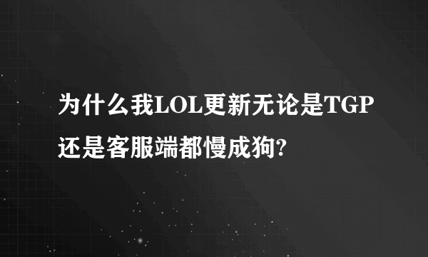 为什么我LOL更新无论是TGP还是客服端都慢成狗?