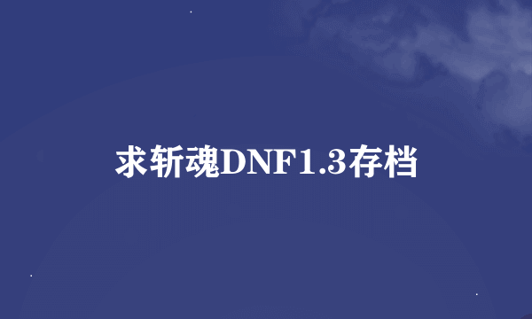 求斩魂DNF1.3存档