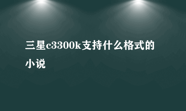 三星c3300k支持什么格式的小说