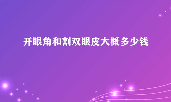 开眼角和割双眼皮大概多少钱