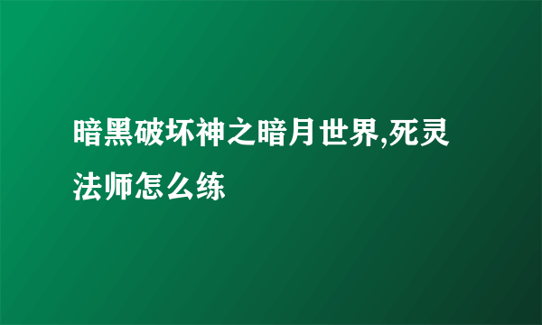 暗黑破坏神之暗月世界,死灵法师怎么练