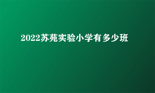 2022苏苑实验小学有多少班