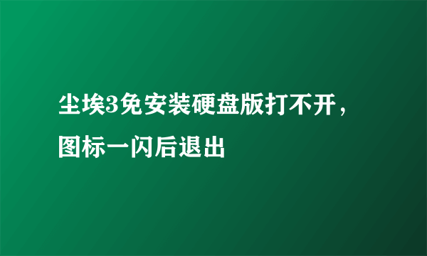 尘埃3免安装硬盘版打不开，图标一闪后退出