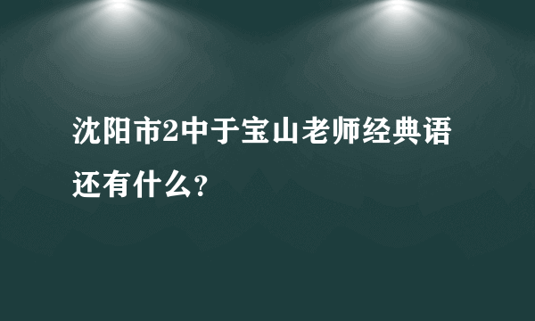 沈阳市2中于宝山老师经典语还有什么？