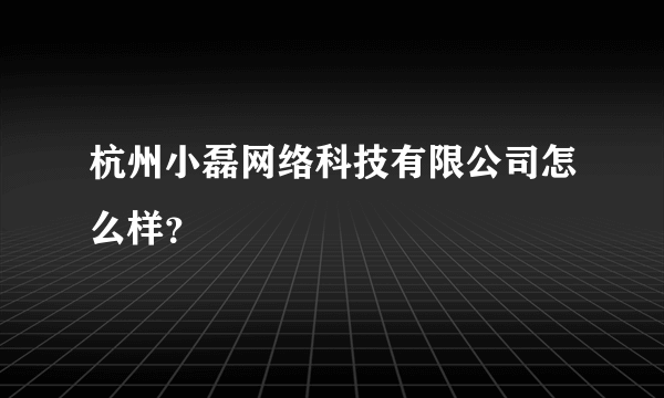 杭州小磊网络科技有限公司怎么样？