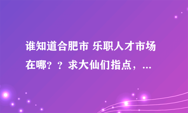 谁知道合肥市 乐职人才市场 在哪？？求大仙们指点，急哦！！