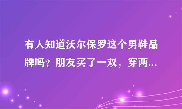 有人知道沃尔保罗这个男鞋品牌吗？朋友买了一双，穿两天就开胶，小店老板竟然不负责任说是都这样。气氛！