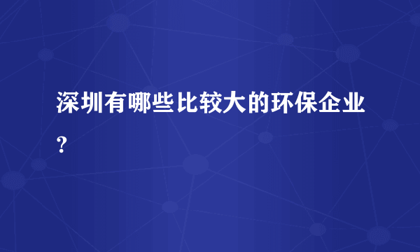 深圳有哪些比较大的环保企业?