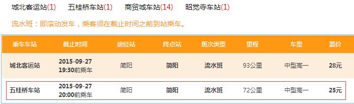 五桂桥客运中心一天有几辆车开往简阳的镇金镇,又分别是几点发车的