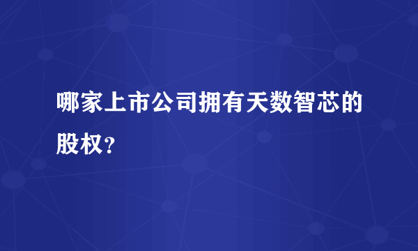 哪家上市公司拥有天数智芯的股权？