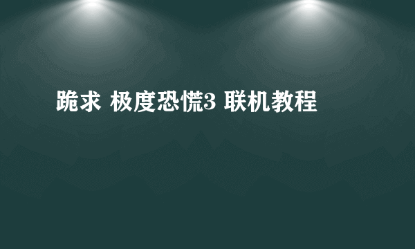 跪求 极度恐慌3 联机教程